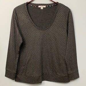 Sweet Grey | Polka Dot Black Dark Gray Scoop Neck Pullover Long Sleeve Top MP